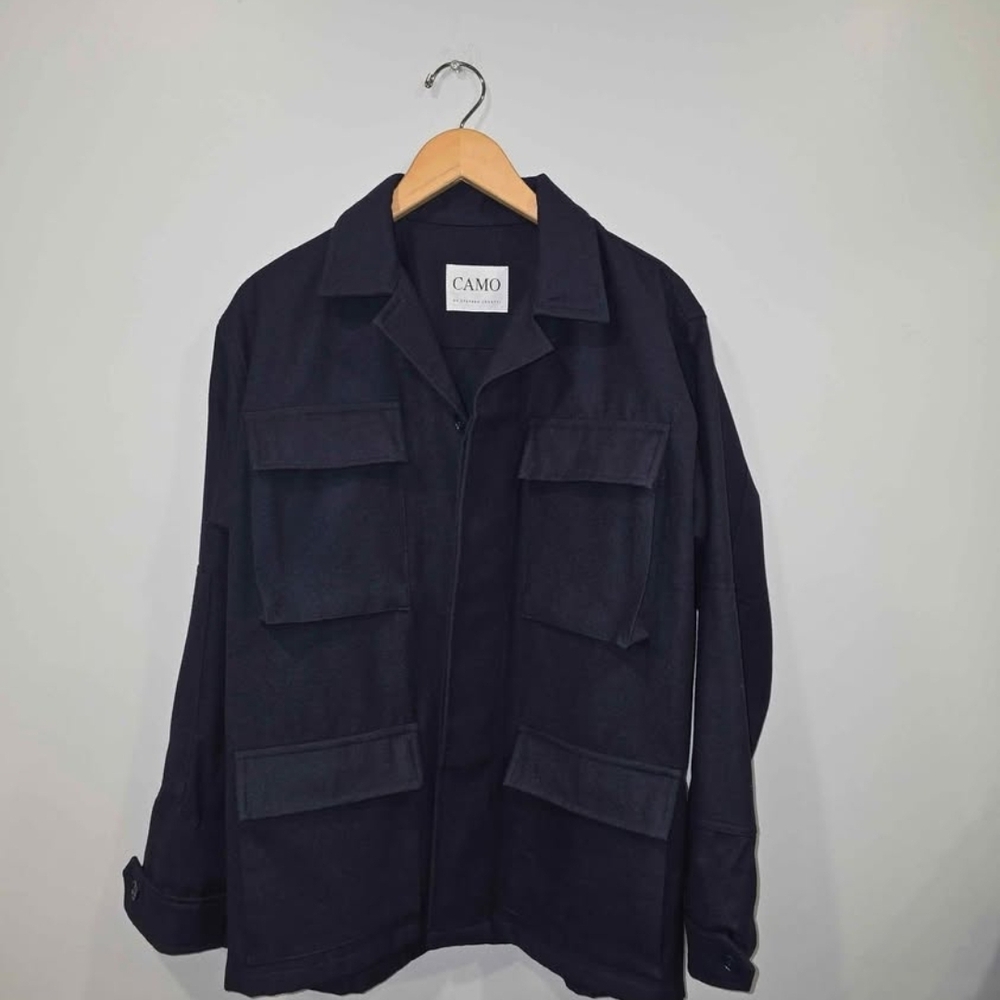 Camo Dark Blue Men's Utility Jacket Size Medium Mens. Designer Jacket.